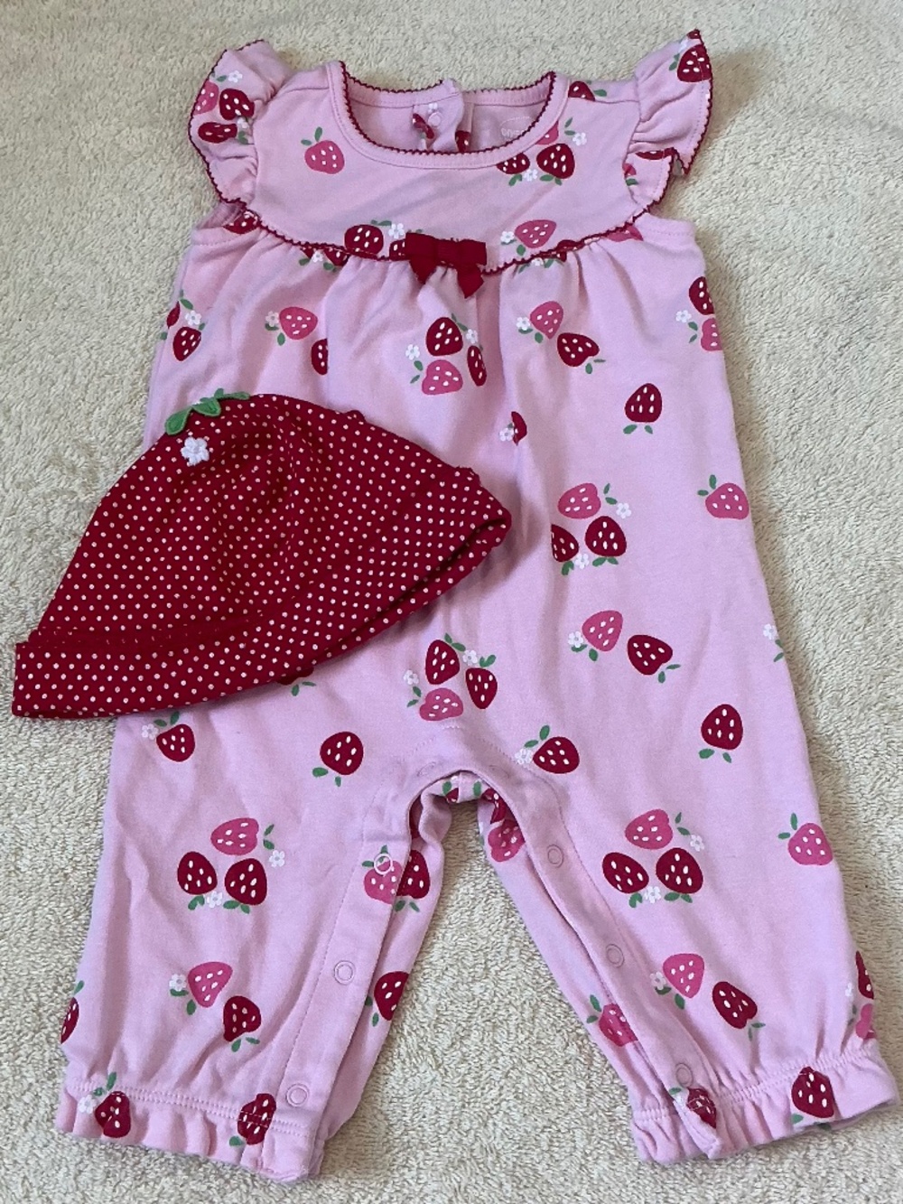 Gymboree strawberry romper and hat